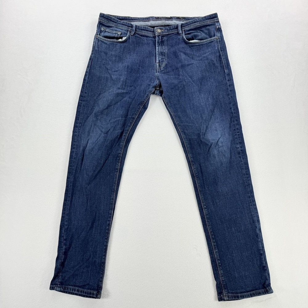 Massimo Dutti Jeans Mens 38 Blue Medium Wash Slim Tapered Stretch Denim Pants